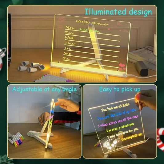 Illuminate Your Creativity: Acrylic LED Drawing Board with 7 Color Markers & Stand - Perfect DIY Toy for Kids!