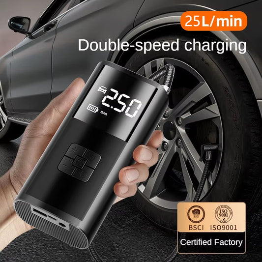 Portable 150PSI Car Air Pump - Wired/Wireless Tire Inflator for Cars, Motorcycles, Bicycles & Balls