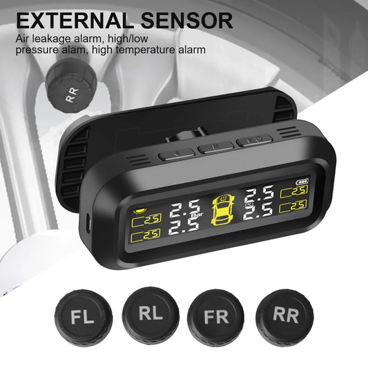 Advanced Tire Pressure Monitoring System with 4 External Sensors - Ensure Safety and Performance on the Road!