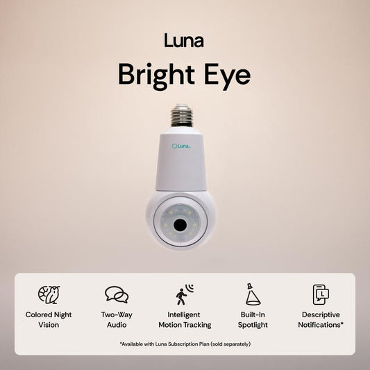 Luna Bright Eye - 360° Wireless Security Camera with Color Night Vision, AI Motion Detection & Two-Way Talk for Home & Business