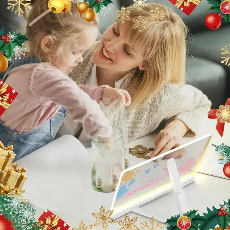 Illuminate Your Creativity: Acrylic LED Drawing Board with 7 Color Markers & Stand - Perfect DIY Toy for Kids!