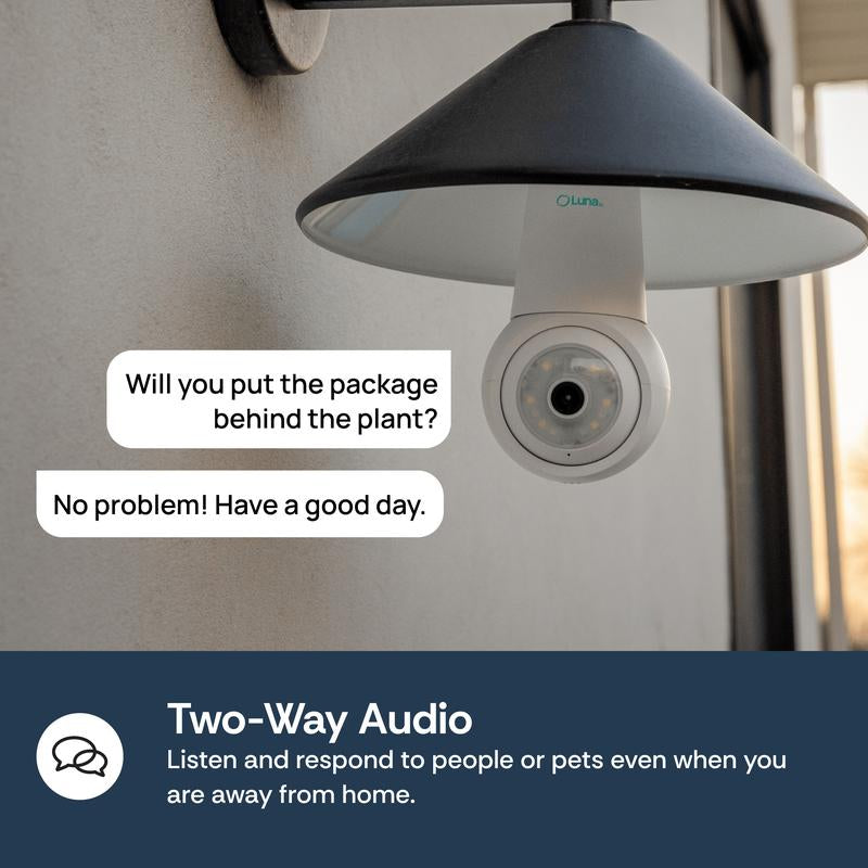 Luna Bright Eye - 360° Wireless Security Camera with Color Night Vision, AI Motion Detection & Two-Way Talk for Home & Business