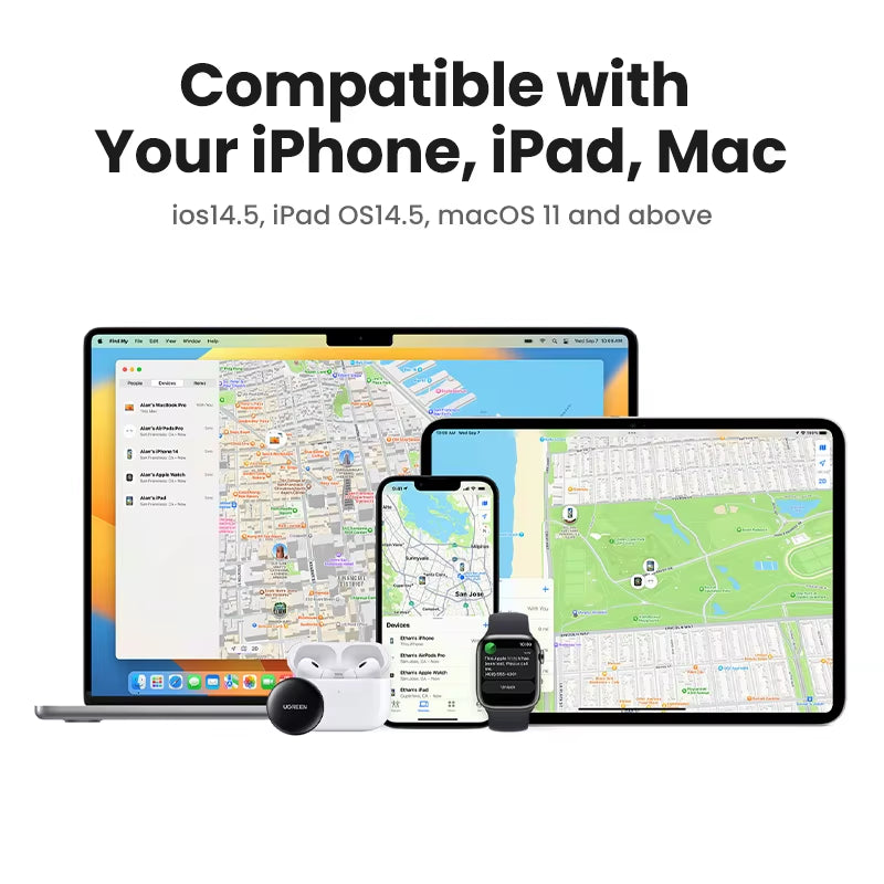 UGREEN Smarttrack Link Bluetooth GPS Tracker - Find Your Earbuds, Luggage & More with Apple Find My Integration