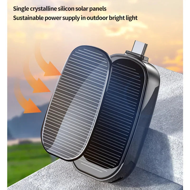 Compact Solar Power Bank Key Ring - 1200mAh Portable Charger for Outdoor Adventures and Emergencies