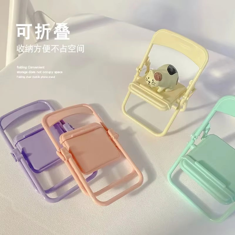 Cute Foldable Mini Chair Phone Holder - Creative Desktop Stand & Decorative Ornament