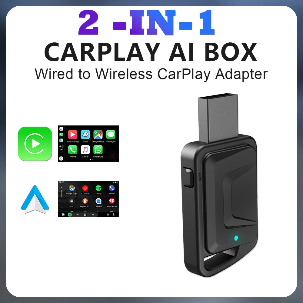 Wireless CarPlay & Android Auto Adapter with USB Dongle - Easy Plug & Play Bluetooth Solution!