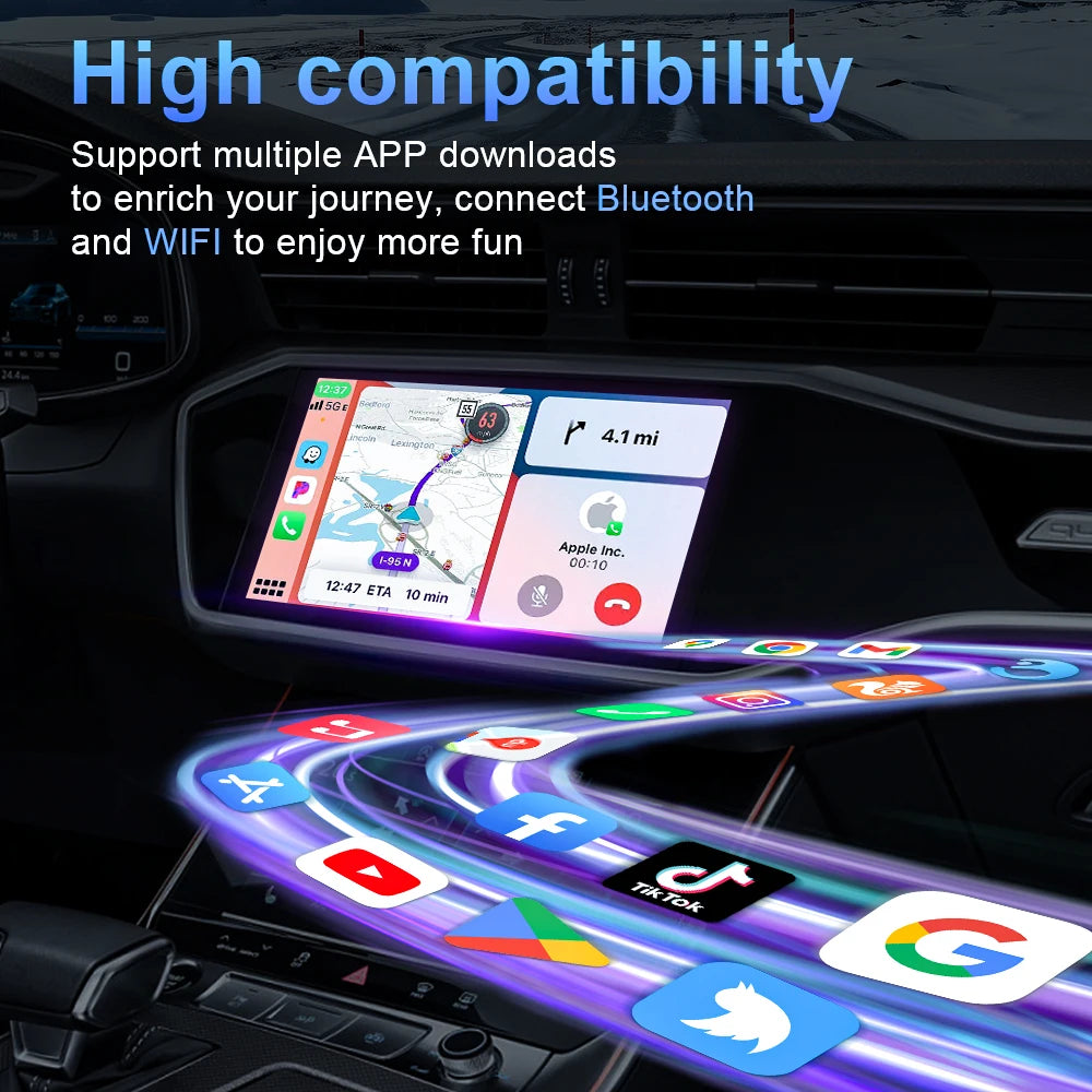 Wireless CarPlay & Android Auto Adapter with USB Dongle - Easy Plug & Play Bluetooth Solution!