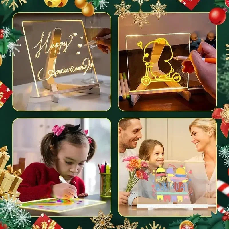Illuminate Your Creativity: Acrylic LED Drawing Board with 7 Color Markers & Stand - Perfect DIY Toy for Kids!