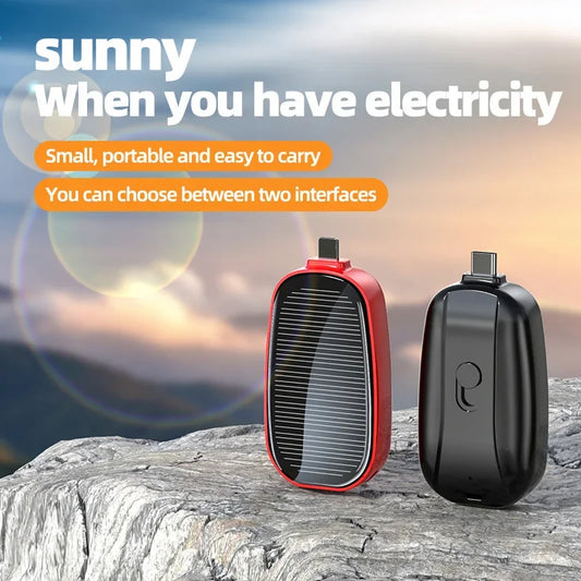 Compact Solar Power Bank Key Ring - 1200mAh Portable Charger for Outdoor Adventures and Emergencies