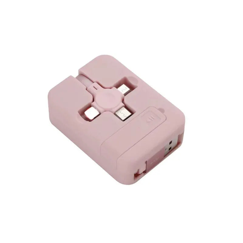 3-in-1 Retractable Multi-Device Charging Cable - Fast Charger for iPhone, Android & Type C with Mini Portable Phone Holder