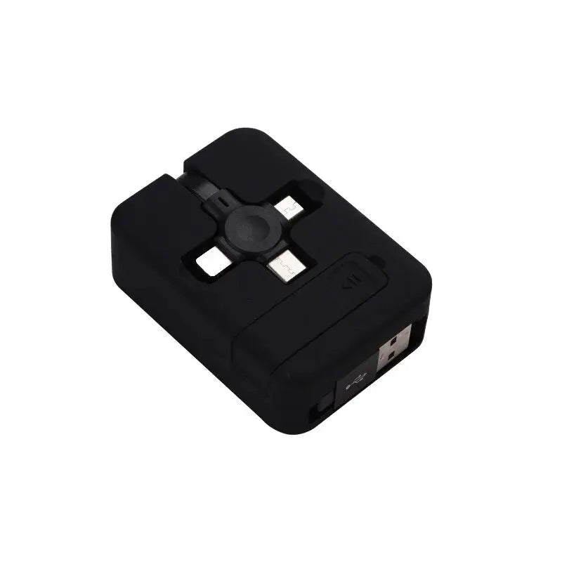 3-in-1 Retractable Multi-Device Charging Cable - Fast Charger for iPhone, Android & Type C with Mini Portable Phone Holder