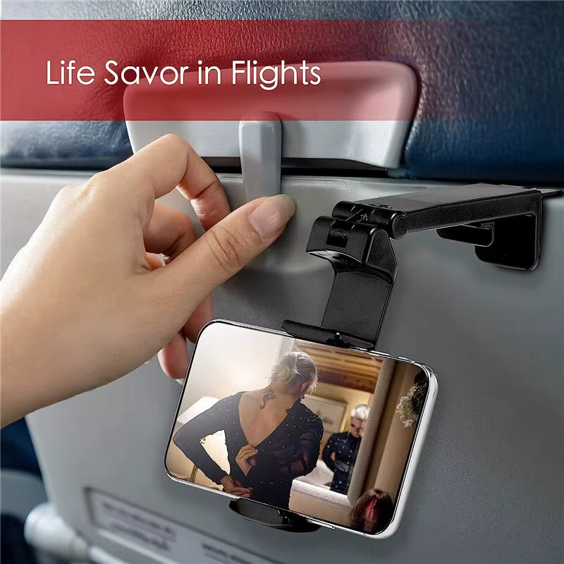 Portable Foldable Airplane Phone Holder - Rotatable Travel Mount for Desk & Train Seat - Perfect for Selfies and Hands-Free Use