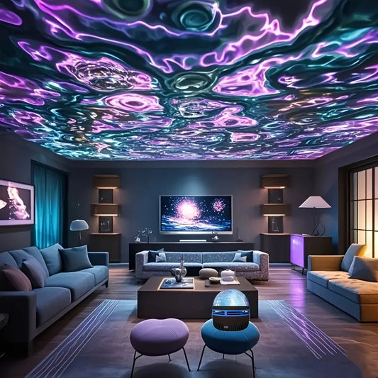 Magical 7-Color Aurora Water Ripple Projector with Remote - USB-Powered Dreamy Night Light