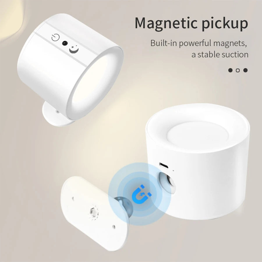 Touch Control LED Wall Sconces - 360° Rotatable Double Head Night Lights with 3 Color Options for Bedroom