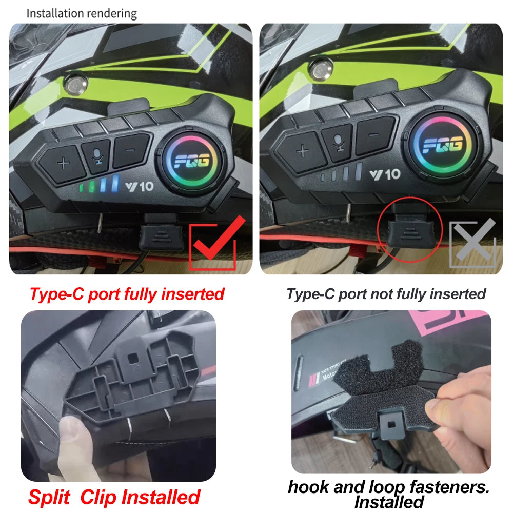 Y10 Motorcycle Helmet Headset Stereo Voice Control Bluetooth Hands Free Call IPX7 Waterproof 2000Mah with Ambient Light