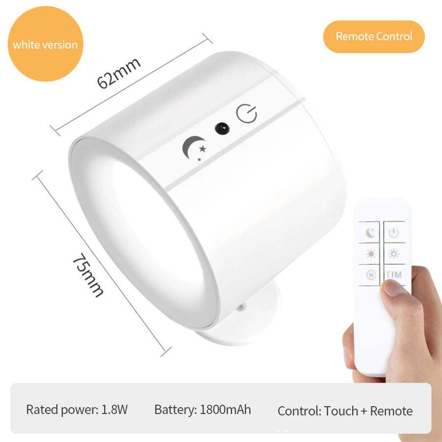 Touch Control LED Wall Sconces - 360° Rotatable Double Head Night Lights with 3 Color Options for Bedroom
