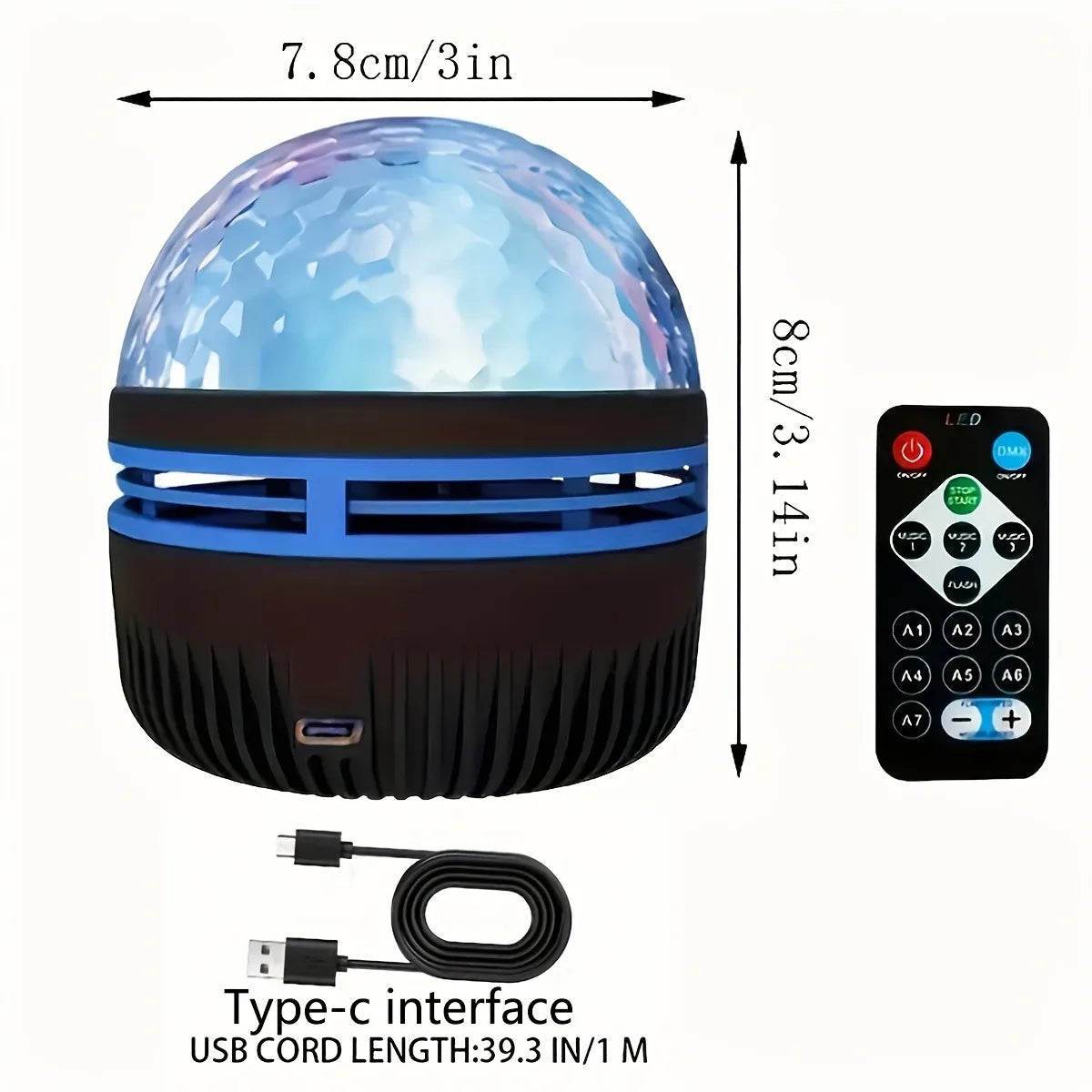 Magical 7-Color Aurora Water Ripple Projector with Remote - USB-Powered Dreamy Night Light