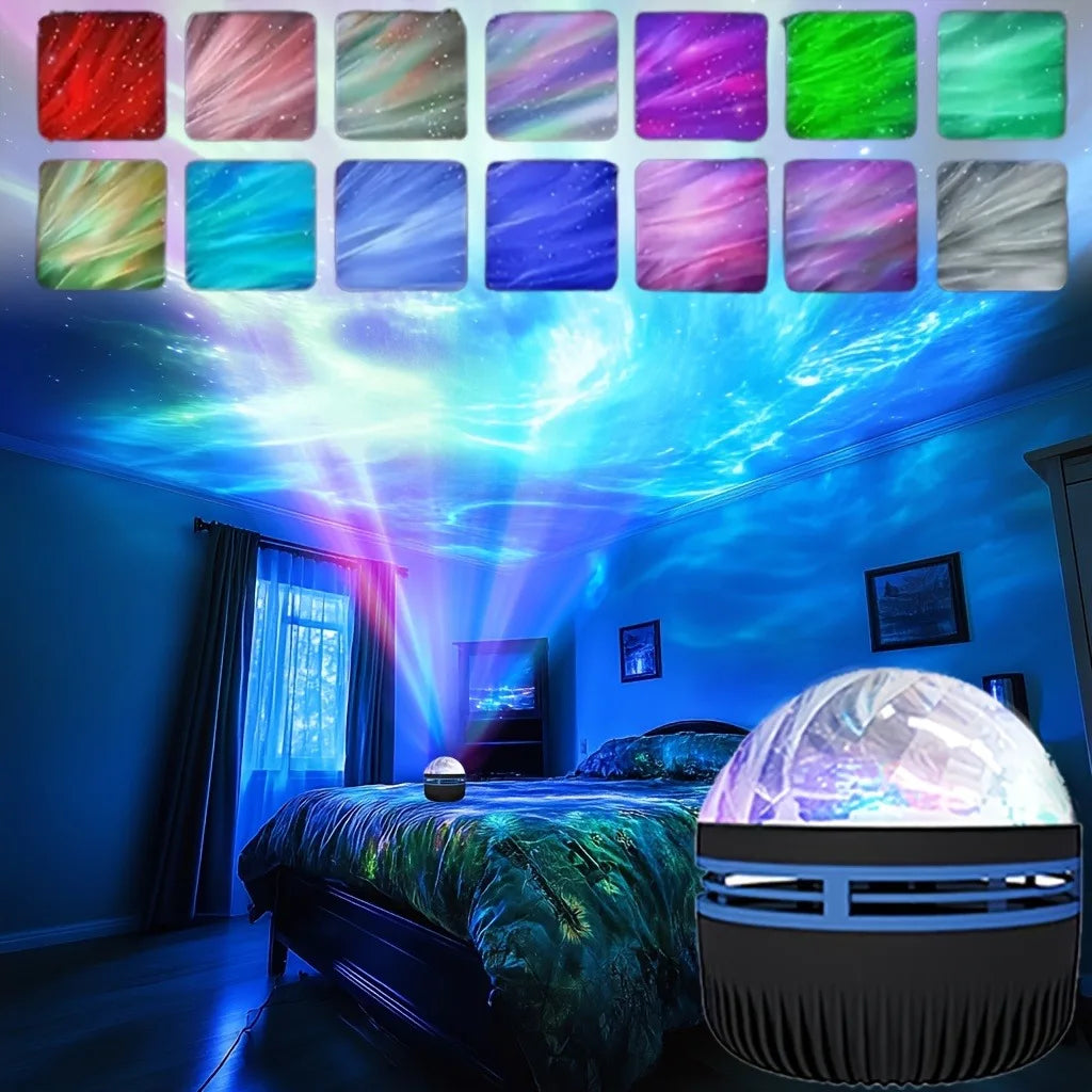 Magical 7-Color Aurora Water Ripple Projector with Remote - USB-Powered Dreamy Night Light