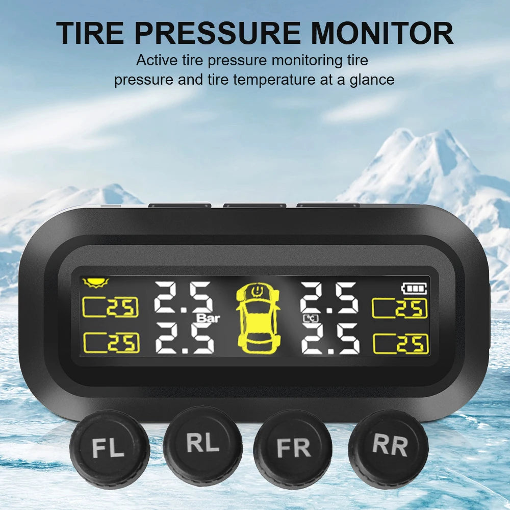 Advanced Tire Pressure Monitoring System with 4 External Sensors - Ensure Safety and Performance on the Road!