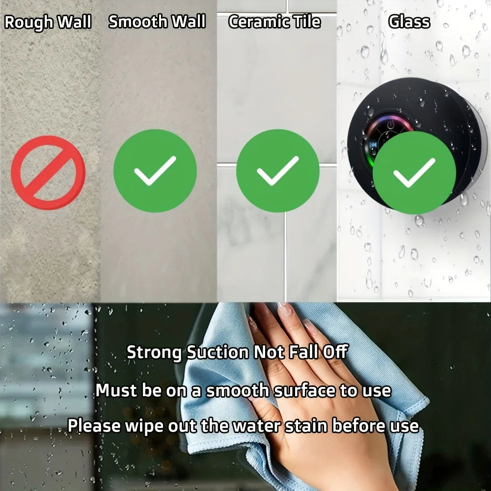 Ultimate Waterproof Bluetooth Speaker with Strong Suction Cup - Perfect for Bathroom, Outdoor & Sports!