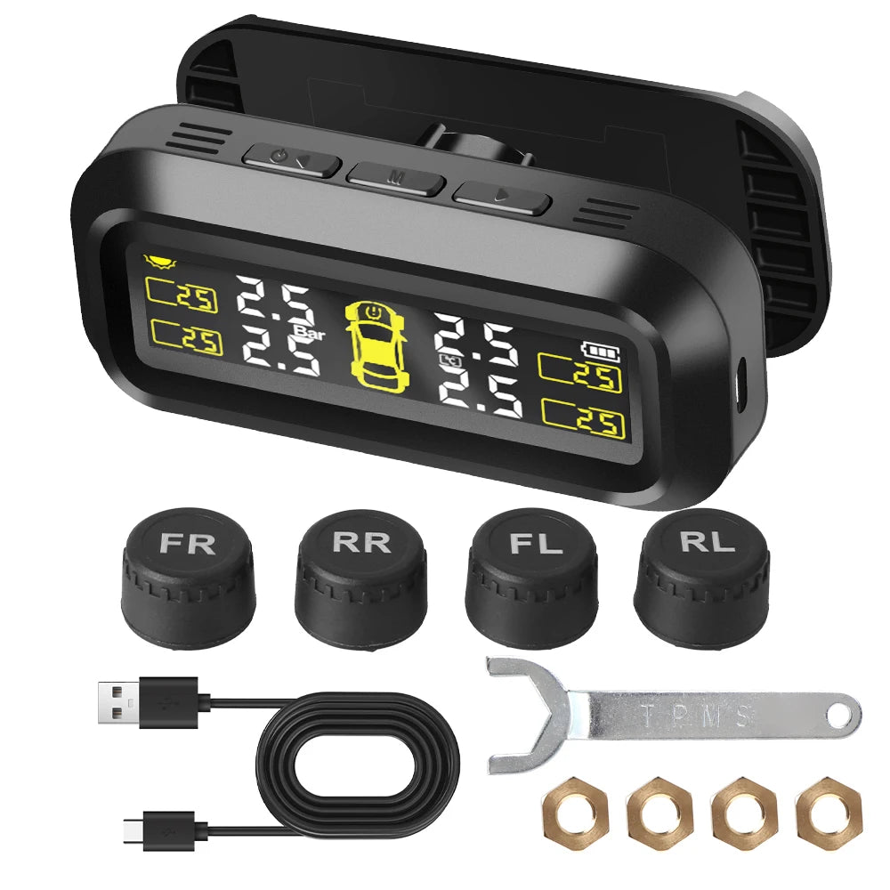 Advanced Tire Pressure Monitoring System with 4 External Sensors - Ensure Safety and Performance on the Road!