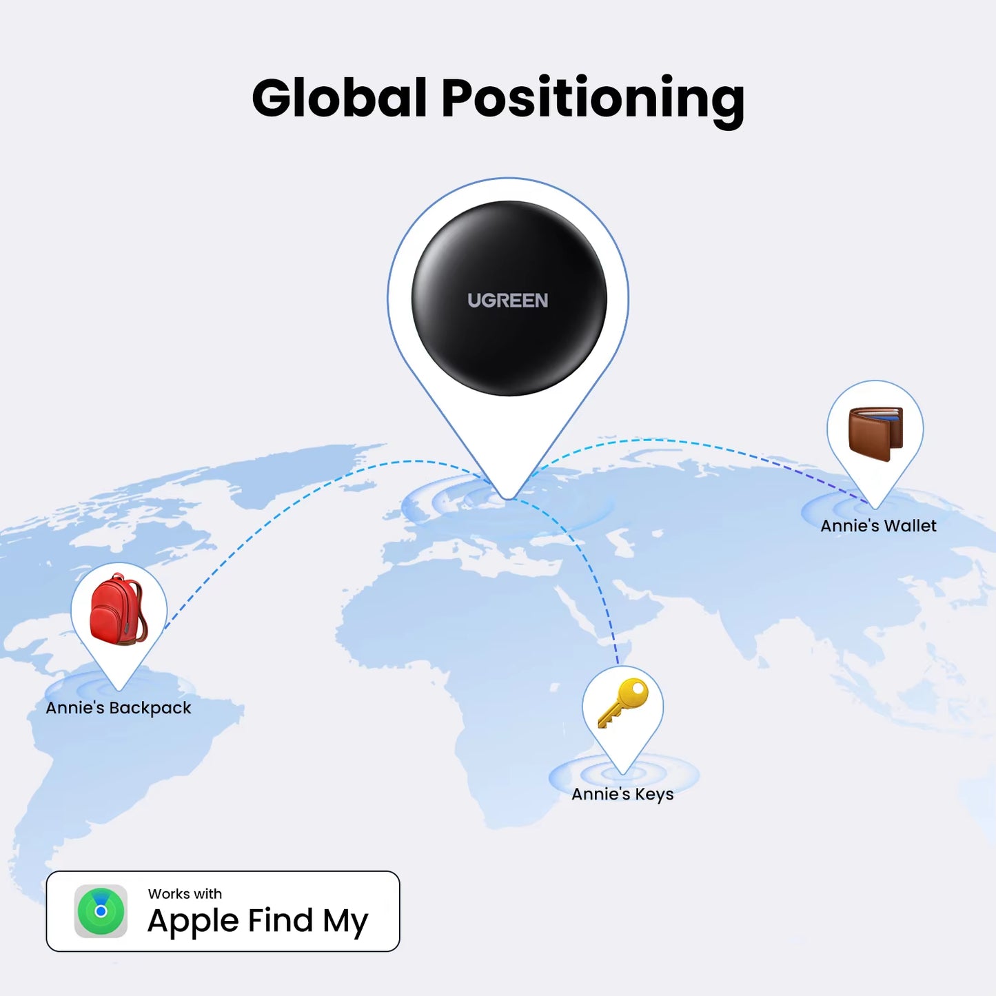 UGREEN Smarttrack Link Bluetooth GPS Tracker - Find Your Earbuds, Luggage & More with Apple Find My Integration