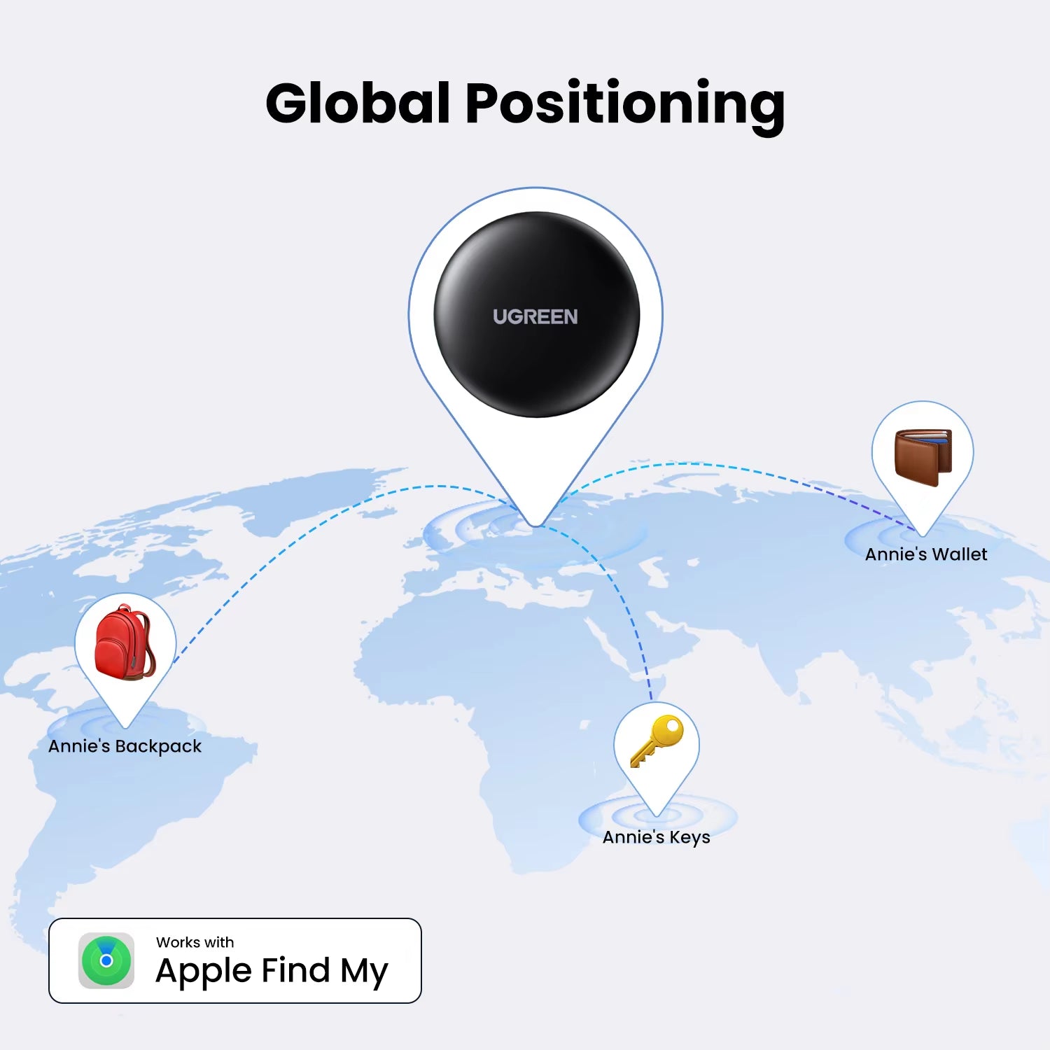 UGREEN Smarttrack Link Bluetooth GPS Tracker - Find Your Earbuds, Luggage & More with Apple Find My Integration