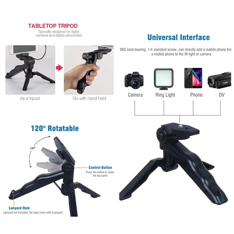 AY49 Smartphone Vlogging Kit - Tripod, Mini Microphone & LED Light for TikTok & YouTube Streaming